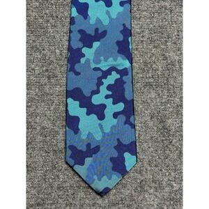 Duncan Quinn Tie Blue Camo 3.5" British Luxury Designer Necktie England